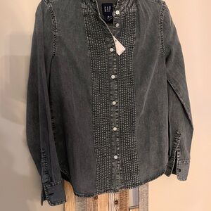 GAP Charcoal Button-Up Denim Shirt XS